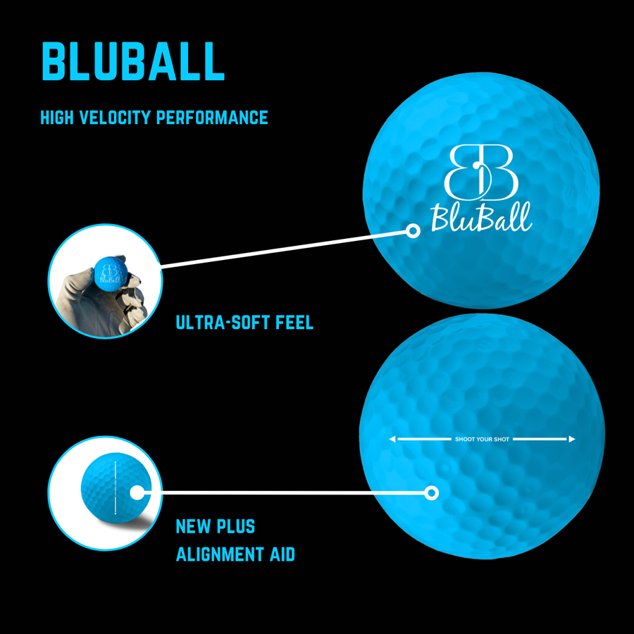 BluBall Distance Plus Golf Balls Made for Low Spin High Speed Golfers - 3 Blue Golf Balls Per Pack